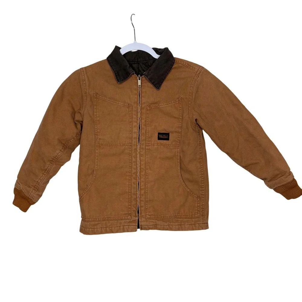 Walls Kidz Grow Canvas Detroit Jacket Youth M 8-10 Brown Gorpcore Workwear VTG